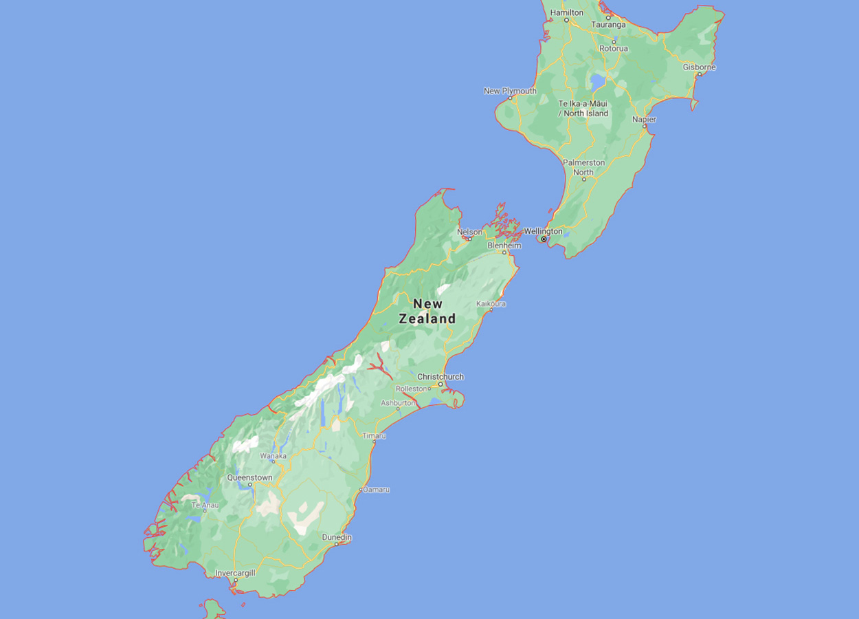 Map of new Zealand